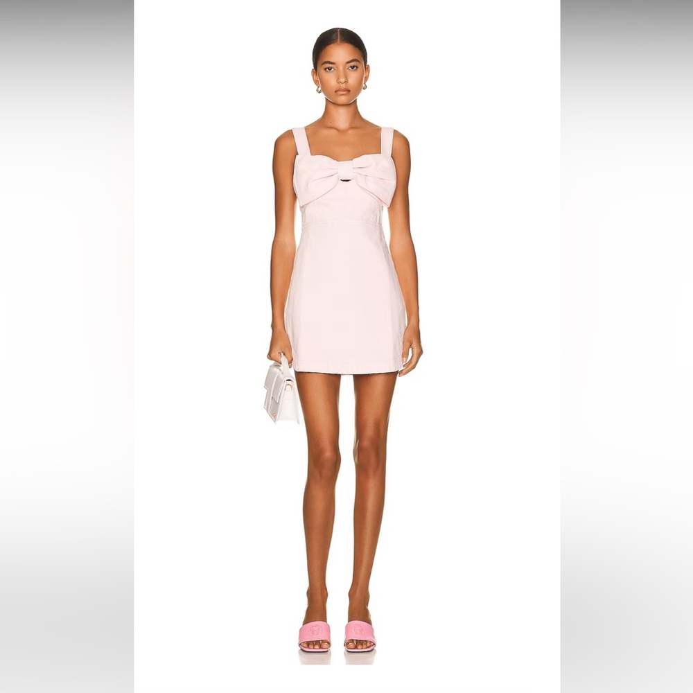 Self-Portrait Oversized Bow Denim Mini Dress